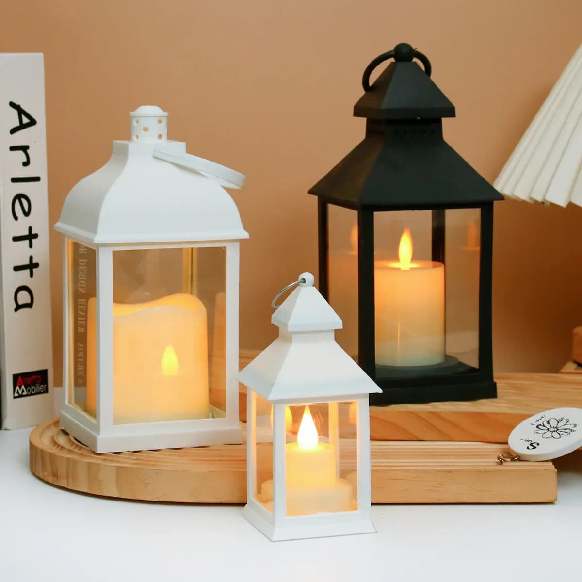 Lampade a candela portatili a LED Lanterne per tende da campeggio notturne per esterni Scrivania da giardino Atmosfera natalizia Lampade decorative per luce notturna retrò