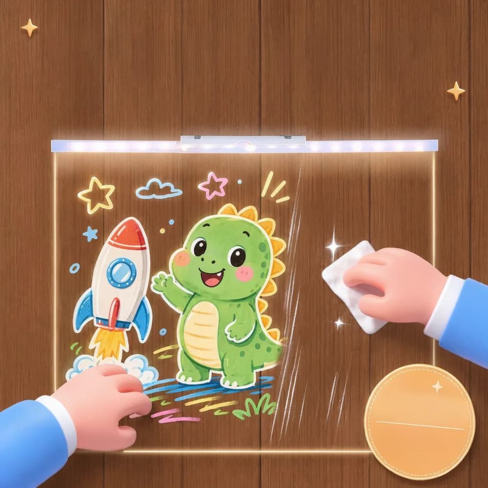 Transparent Led Drawing Pad Kids Writing Tablet Erasable Doodle Board Glowing Acrylic Sketching Tool Creative Toy
