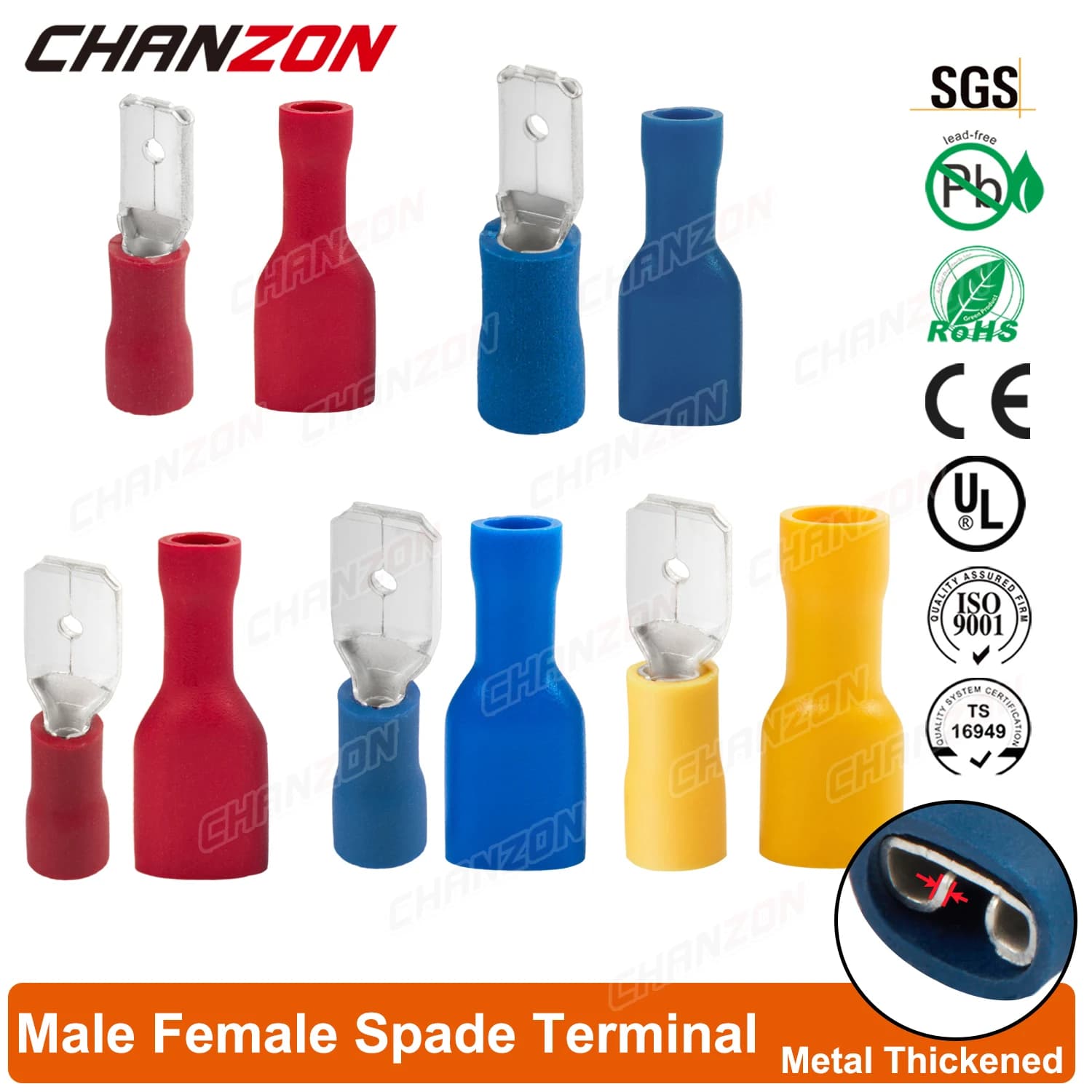 80/100PCS 4.8Mm 6.3Mm Isolato Maschio Femmina Spade Crimp Wire Connector Kit Cavo Elettrico Terminale di Cablaggio 22-10 AWG Assortimento