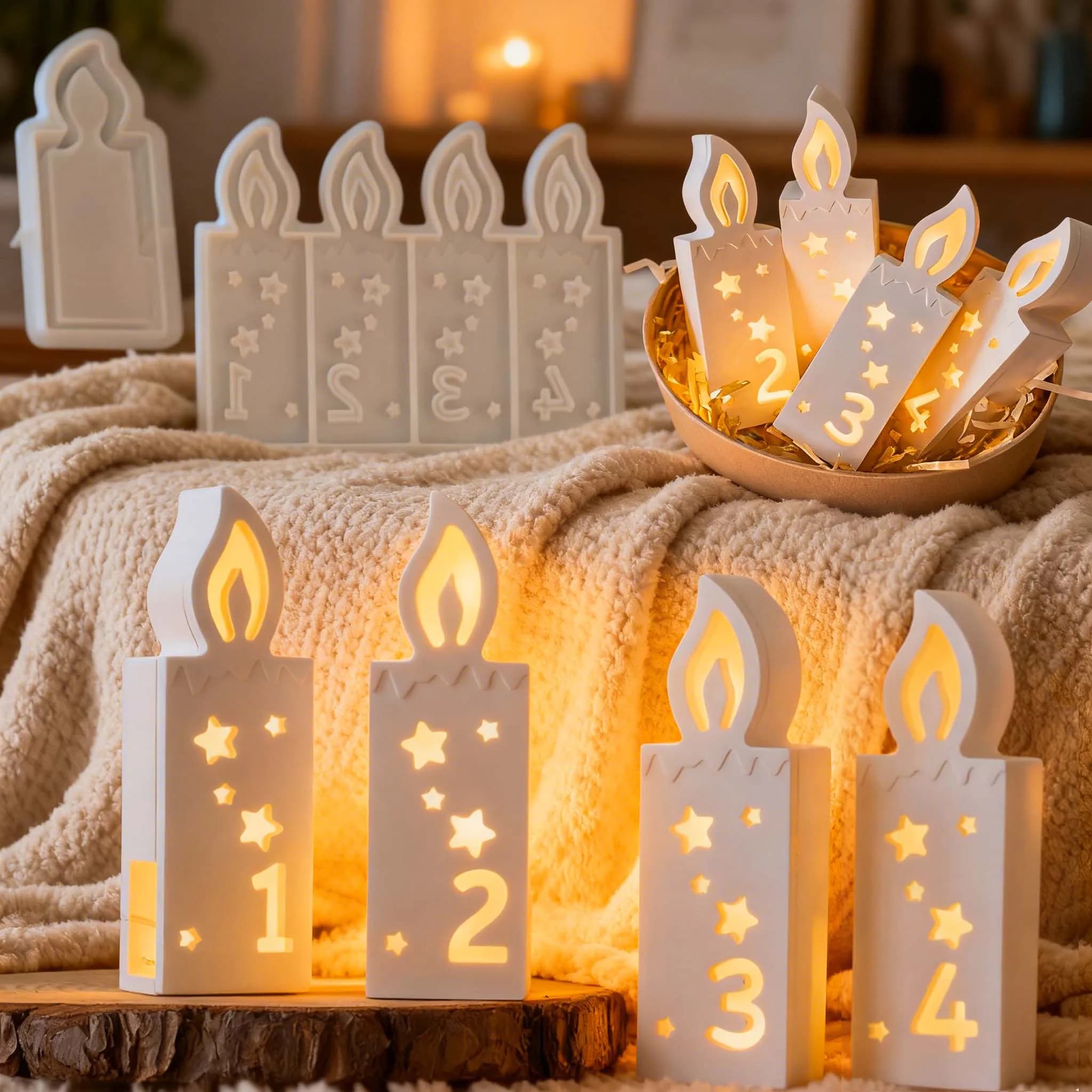 1,2,3,4 Numero Luce Ambientale Stampo FAI DA TE Fatto A Mano 3D Digitale Aroma Candela Stampo In Silicone Gesso Resina Fare Regalo Artigianale Decorazioni Per La Casa