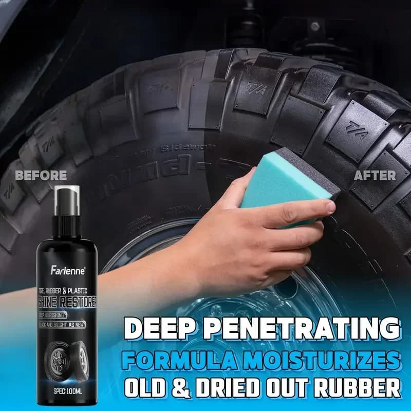 Cera Lucidante e Protettiva KJM 100ml per Pneumatici, Rivestimento Nero Lucido a Lunga Durata Anti-Invecchiamento per Auto, Moto e Biciclette