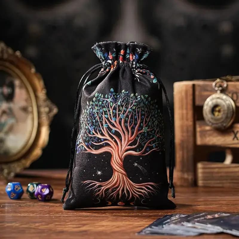 Borsa regalo albero della vita dei tarocchi da 10 pezzi, design con coulisse, borsa regalo per gioielli - Borsa per accessori per divinazione con carte dei tarocchi