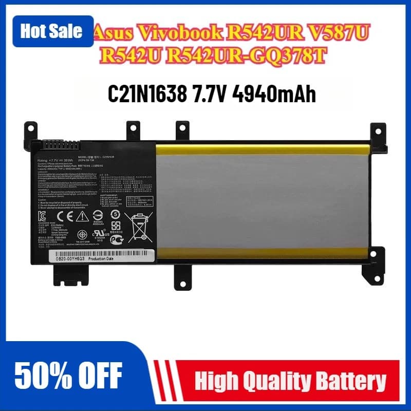 Tablet Battery C21N1634 0B200-02550000 for Asus Vivobook R542UR V587U R542U R542UR-GQ378T X580B X542U FL5900U FL5900L Series