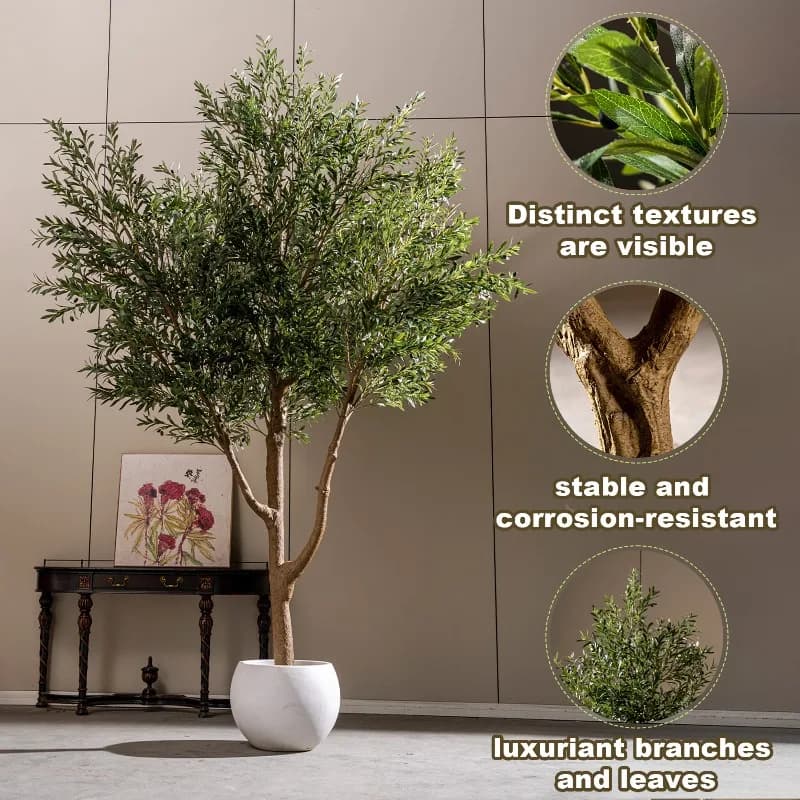 Grande Albero di Ulivo Artificiale Anti-UV da 210 cm, Pianta Bonsai in Plastica per Esterni, Forniture da Giardino per Celebrazioni di Compleanno