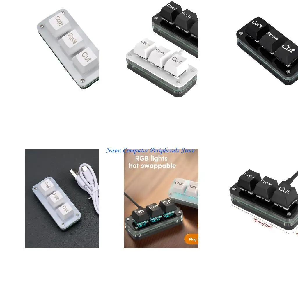 F68C Mini tastiera Macropad 3 tasti personalizzabili RGB Switch retroilluminazione Programmazione