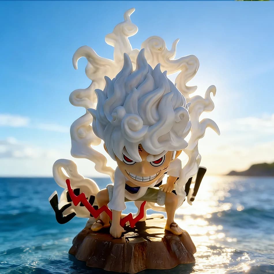 Statuetta Anime One Piece di Luffy Gear 5, 15cm, Modellino in PVC, Personaggio in Posizione d'Azione, Ornamento, Regalo di Compleanno
