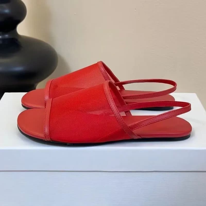 Nuovi sandali open toe con cinturino posteriore con cinturino posteriore Sandali con fondo piatto in rete da donna Vacanze estive Scarpe da spiaggia sabbiose Gladiatore