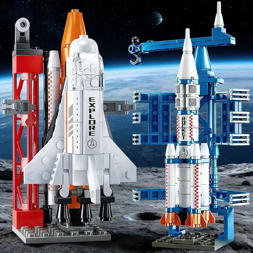 TOYLINX Blocchi da Costruzione Spaziali Kit di Costruzione Navetta Spaziale Giocattoli Educativi STEM Modello di Astronauta Regalo di Compleanno per Ragazzi e Ragazze