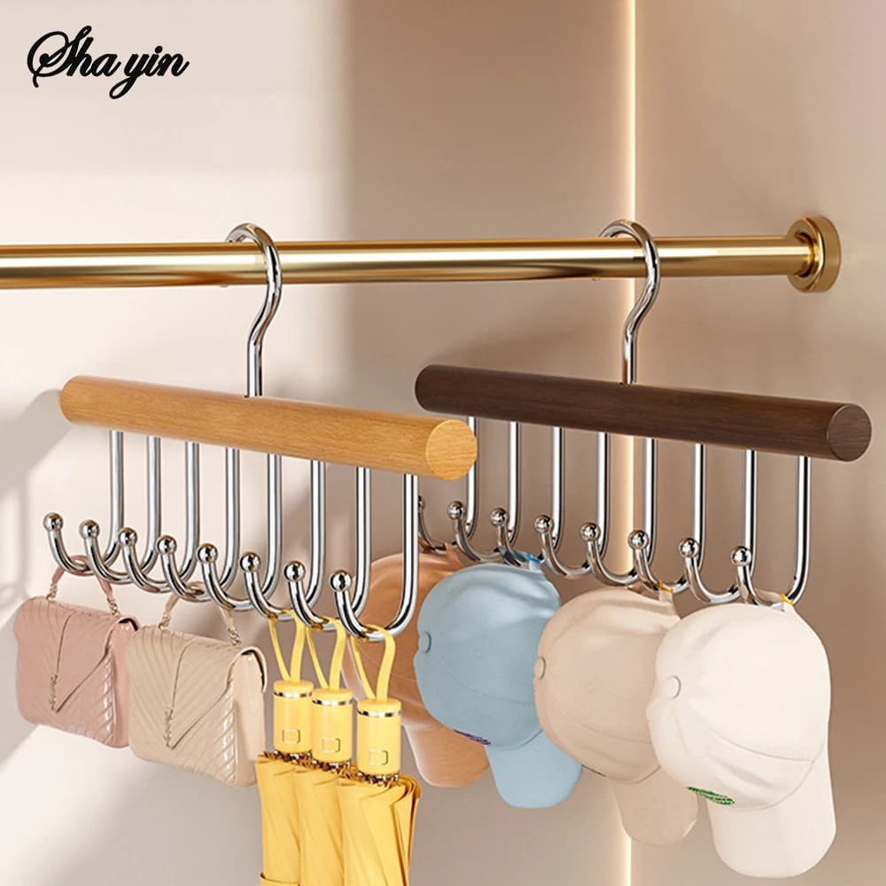1 Pezzo Gancio Clothes rack in Wood 8 Hooks for Clothes, Hats, Linens Intima - Organizer for Sleeping and Home