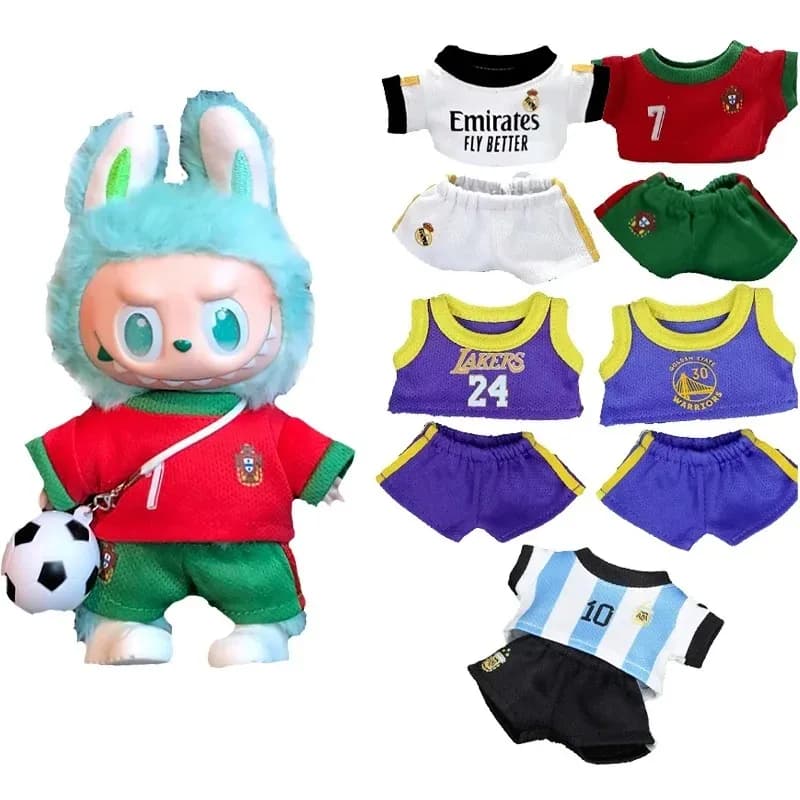 15 17cm For Labubub Doll Sports Club Outfit Dresses T-Shirt Shorts Trousers Tela Shoes Set Clothing Sports Clothing Boy Toy
