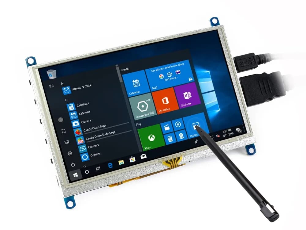 Waveshare 5inch Resistive Touch Screen LCD G 800x480 Display Computer Monitor Supports Raspberry Pi/BB Black/Banana Pi/Orange Pi