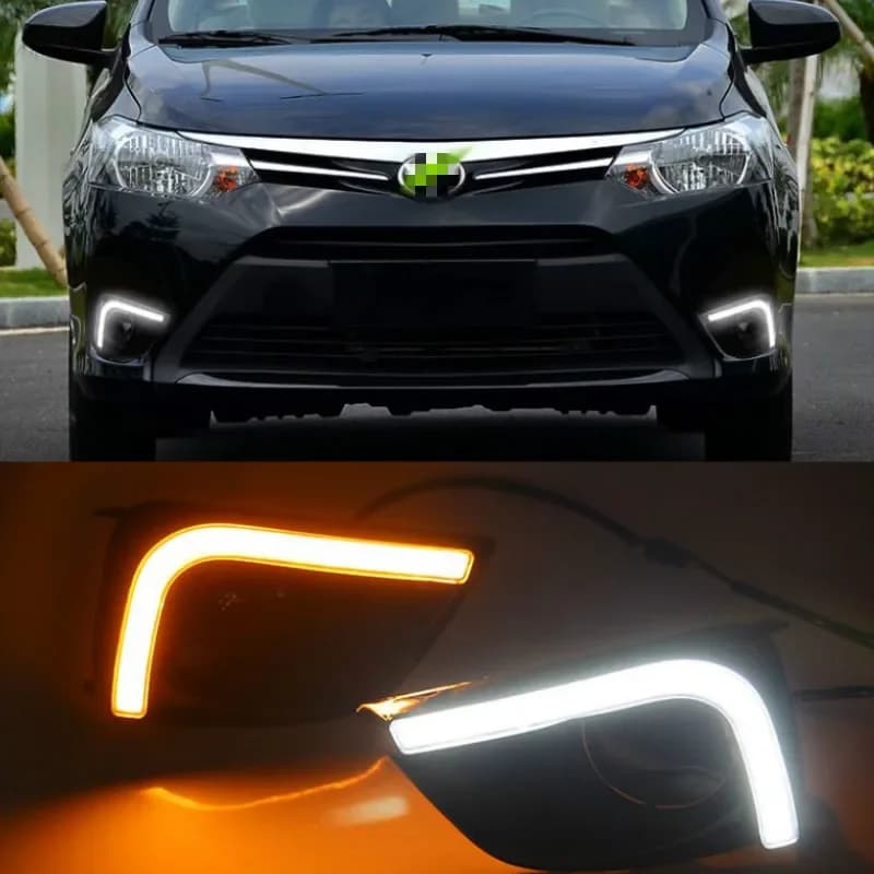 For Toyota Yaris Vios 2014-2016 LED Daylight DRL Front bumper Daylights Daylight Indicators Headlight Fiend lamp White Yellow 12V