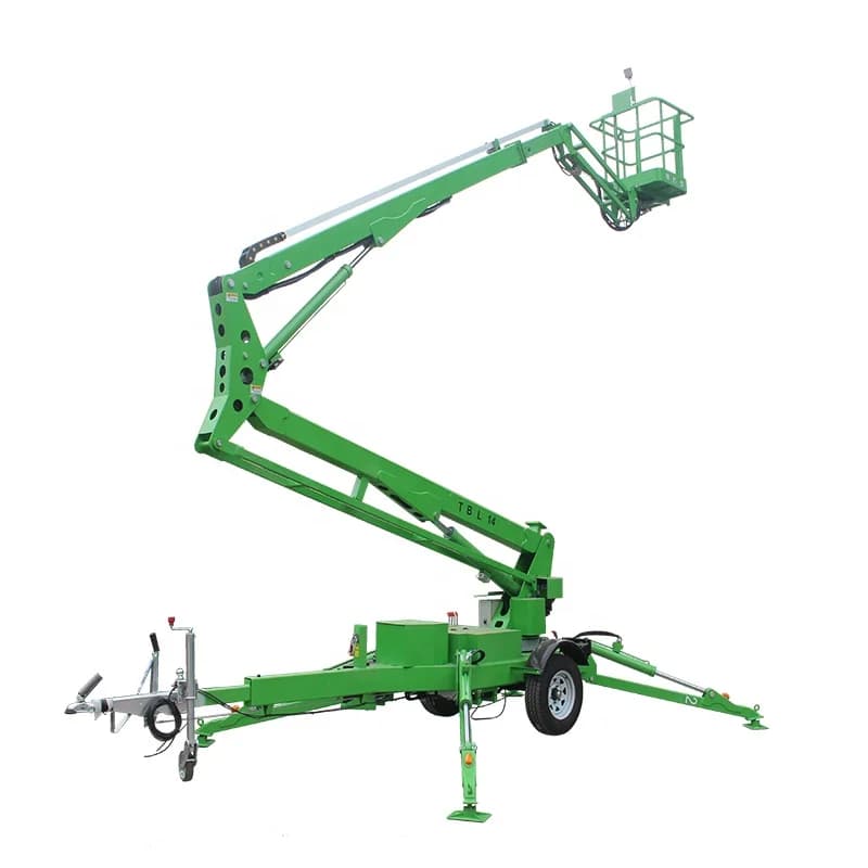 Piattaforma di Lavoro Aerea Elettrica Pieghevole in Lega di Alluminio 12m-24m, Nuovo Sollevatore Telescopico Trainabile con Cavo