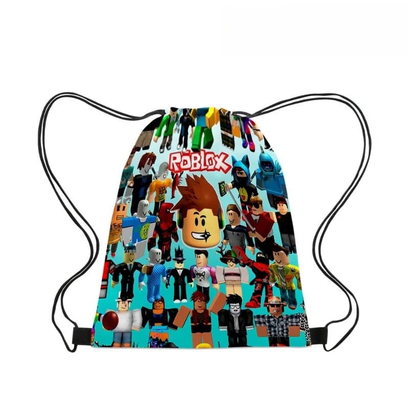 ROBLOXS Figure Printed Drawstring Casual and Fashionable Backpack with Cartoon Lightweight Drawstring Pocket Birthday Gift