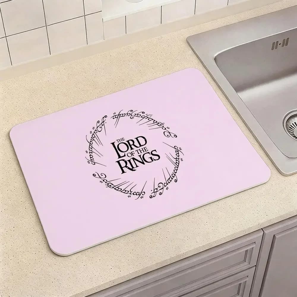 Tappetino da pavimento The Lord of the R-Rings in diatomite ecologica, antibatterico e antiodore, con base drenante per cucina e bagno