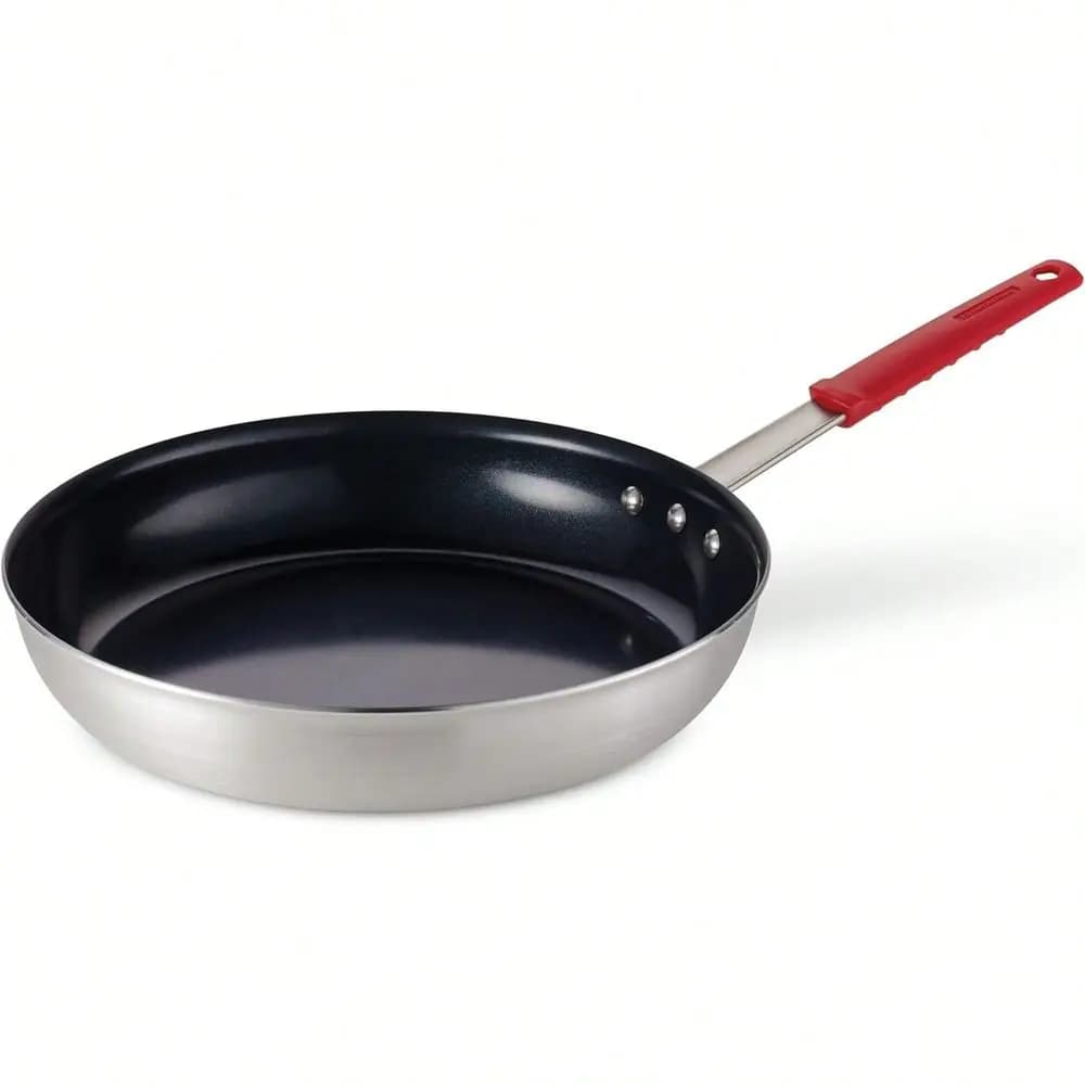 8 Inch Heavy Gauge Aluminum Nonstick Frying Skillet, Reinforced Non Stick Coating Cooking Pan With Red Handle, Dishwasher & Ov