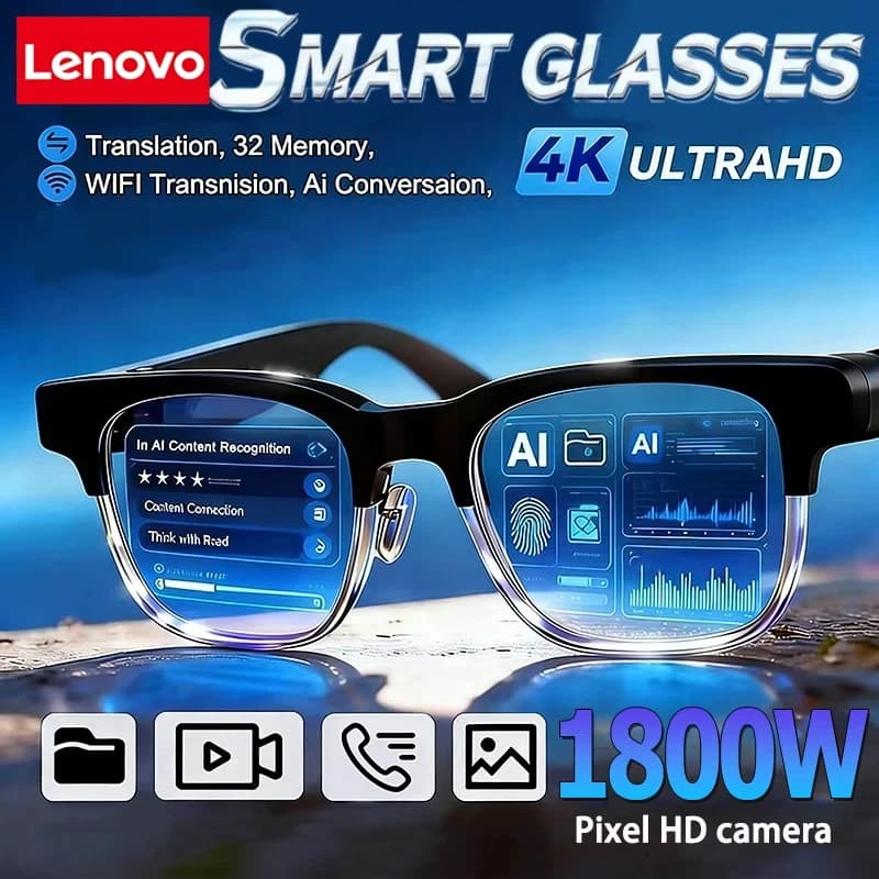 Lenovo Upgrade 8K HD AI Smart Glasses AI Translation Hands-Free Calling AI Chat Logging Music Playback Smart Sunglasses NEW