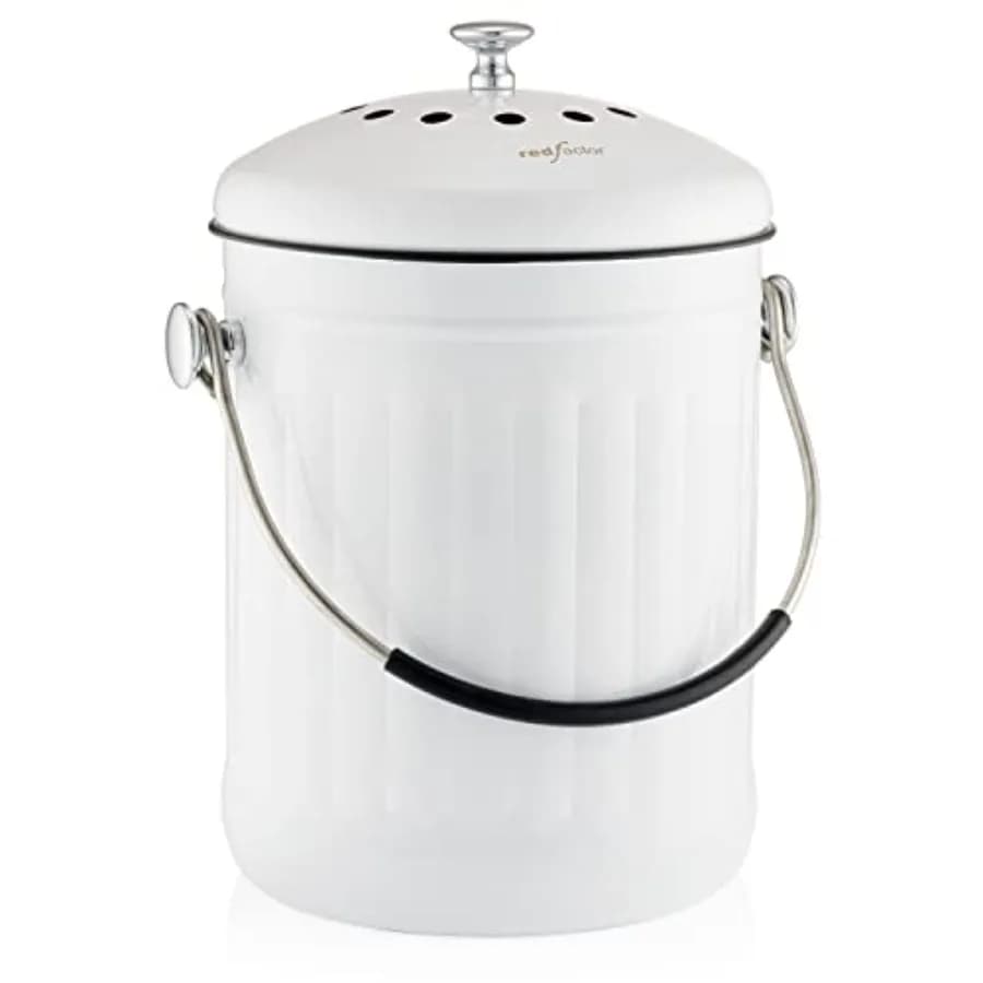 Premium Compost Bin for Kitchen Countertop - Stainless Steel Food Waste Bucket with Innovative Dual Filter Technology - Include