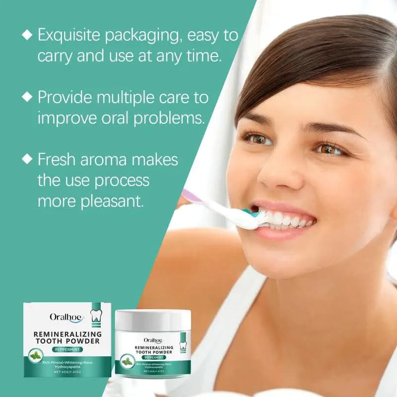 Polvere sbiancante per la rimozione delle macchie sui denti 40g Gusto Menta Detergente per placca dentale Soluzione per l'alito fresco Cura orale Uso domestico