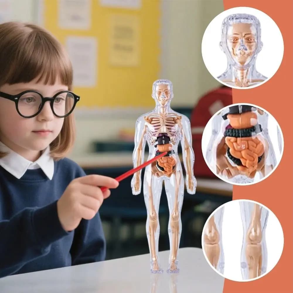 Modello 3D in Plastica del Torso Umano, Manichino Trasparente Fai-da-Te, Puzzle Educativo Scientifico Montessori, Modello di Scheletro