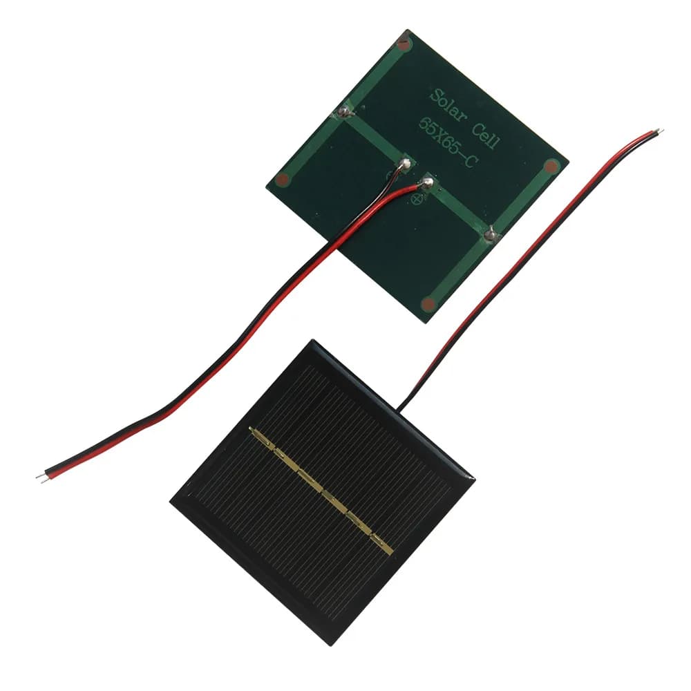 5 Pezzi Pannelli Solari Mini da 3V 0.6W con Cavo da 15CM per Progetti Solari Fai-da-Te, Modulo Solare Quadrato 65*65MM