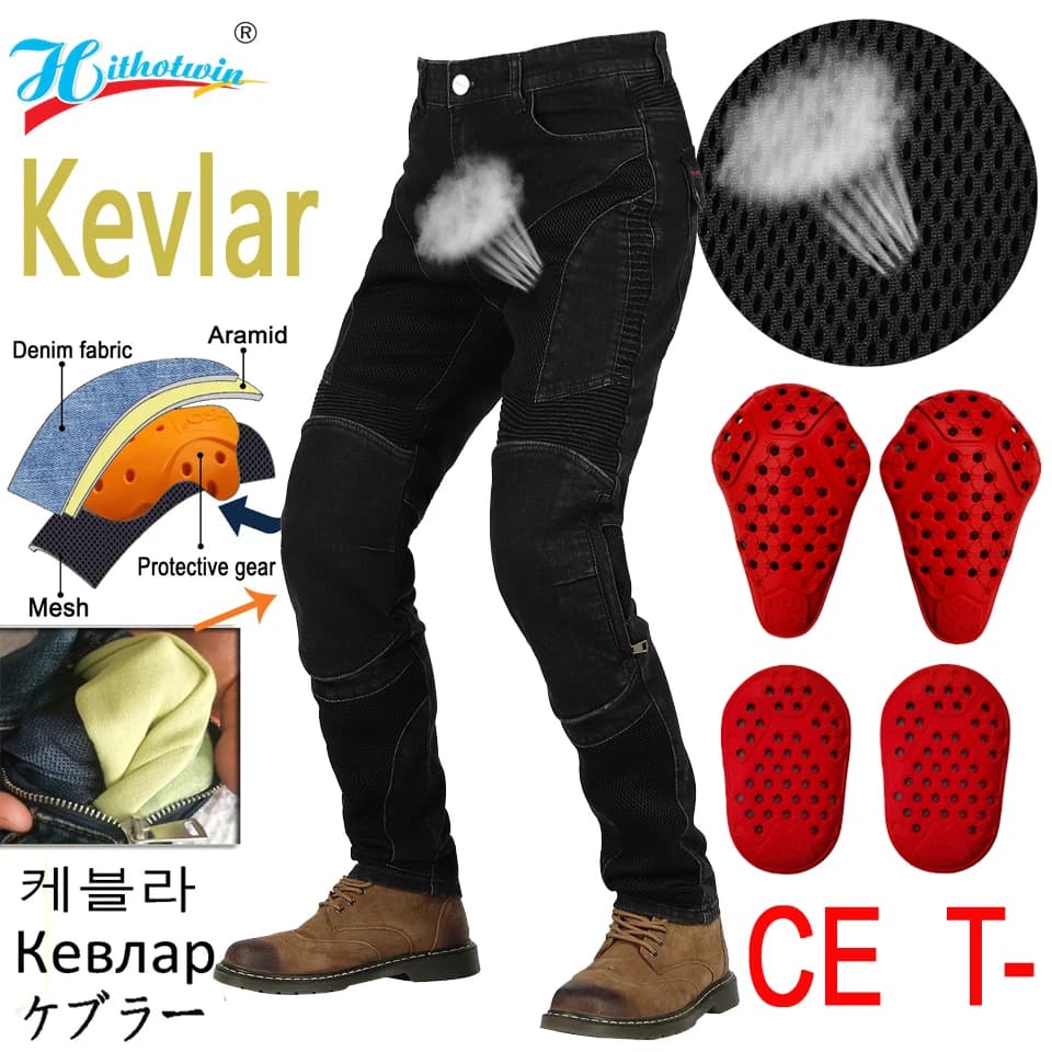 Pantaloni da moto Uomo estate Ventilazione in rete Jeans da moto classici Equipaggiamento protettivo Equitazione Touring Pantaloni da moto Motocross