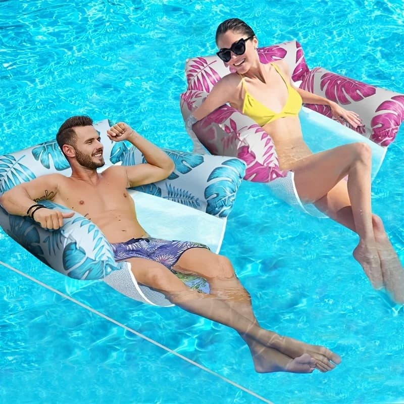 Amaca galleggiante per piscina gonfiabile Sedia da letto galleggiante per acqua in PVC multifunzionale Design staccabile a tre file sulle vacanze al mare