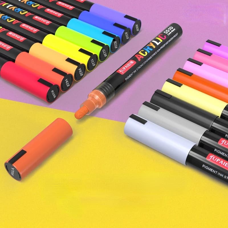 12/24 Color Acrylic Marker Pen Set Color Marker Paint Pen DIY Hand-painted School Art Stationery Painting Supplies