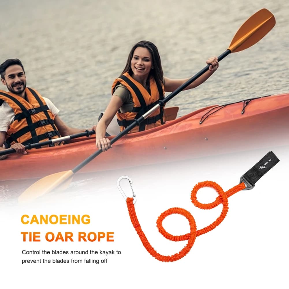 Guinzaglio elastico per pagaia per kayak con gancio di sicurezza Cordino a spirale Corda per legare la canoa