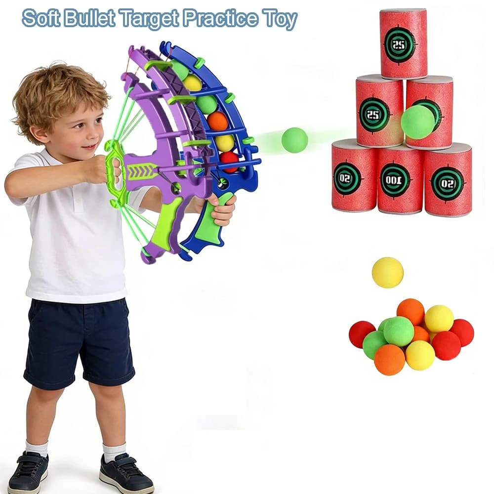 Kids Soft Bullet Bow Target Practice Toy Educational Outdoor Shooting Game EVA Soft Balls Target Set Interactive Game for Boys