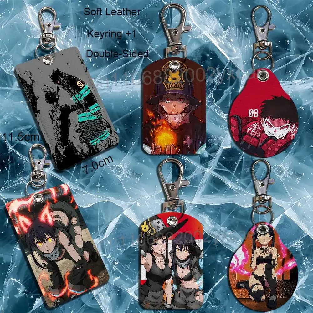 Tamaki Kotatsu Shinra Fire Force Keychain Holder Suitable For Subway Bank Card Bus Card Case Badge Holder Wallet Card Textured