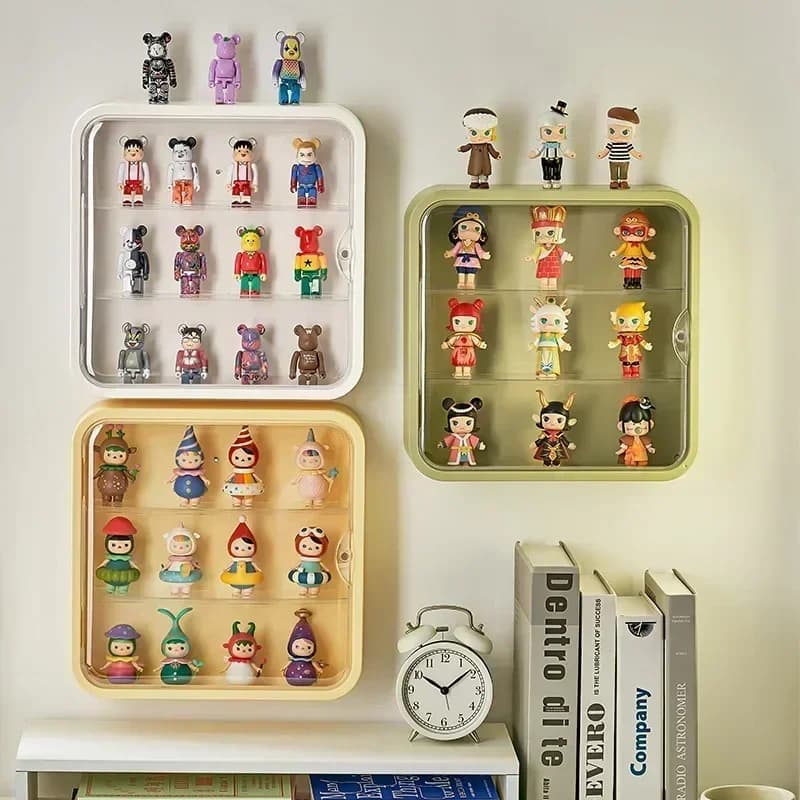 Blind Box Showcase Clear Acrylic Stand Figures Storage Box Dustproof Display Doll Toy Display Case Figures Wall Mounted