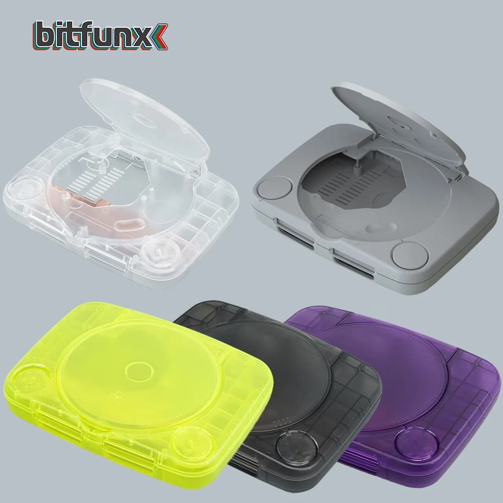 Bitfunx Custodia di ricambio trasparente per console di gioco Custodia per PlayStation PS One PSOne Tutte le versioni