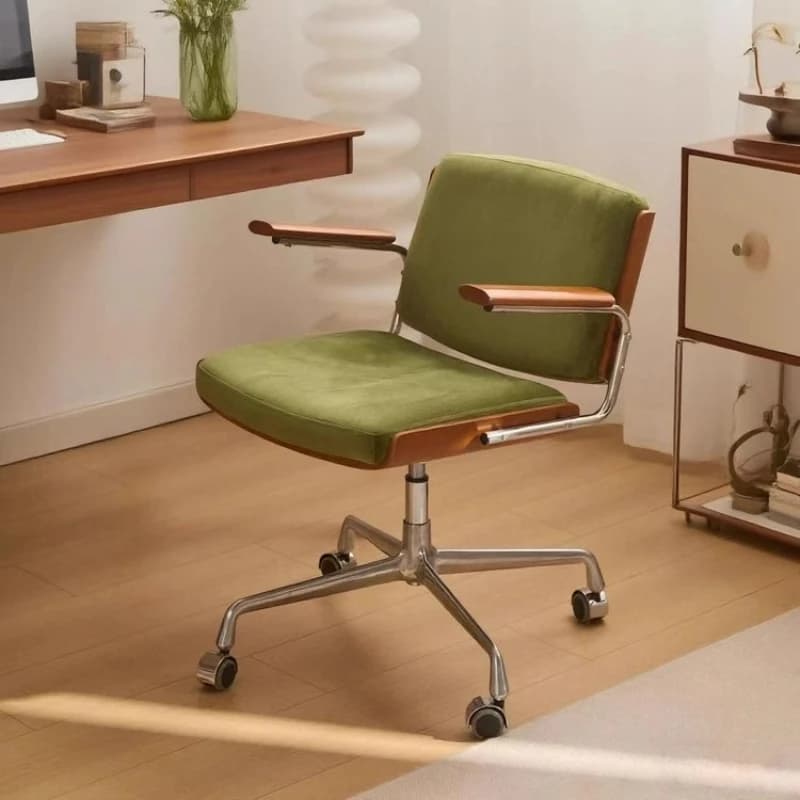 ‌ Sedia girevole in stile vintage, sedia ergonomica regolabile in altezza, sedia da lavoro con supporto lombare, sedile per computer con Smooth-360 ° Rotazione