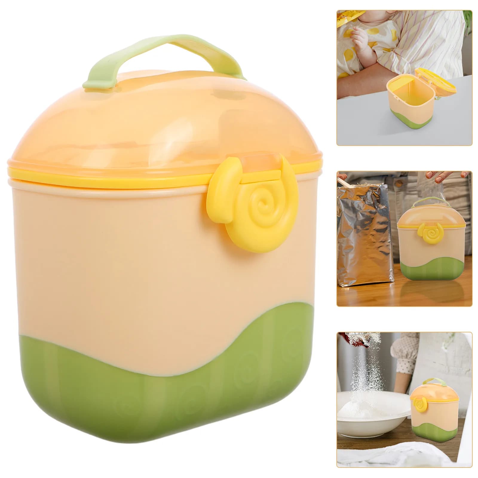 Baby Multicompartment Milk Powder Dispenser Portable Travel Food Storage Container for Cereal Puree Formula with Airtight Seal