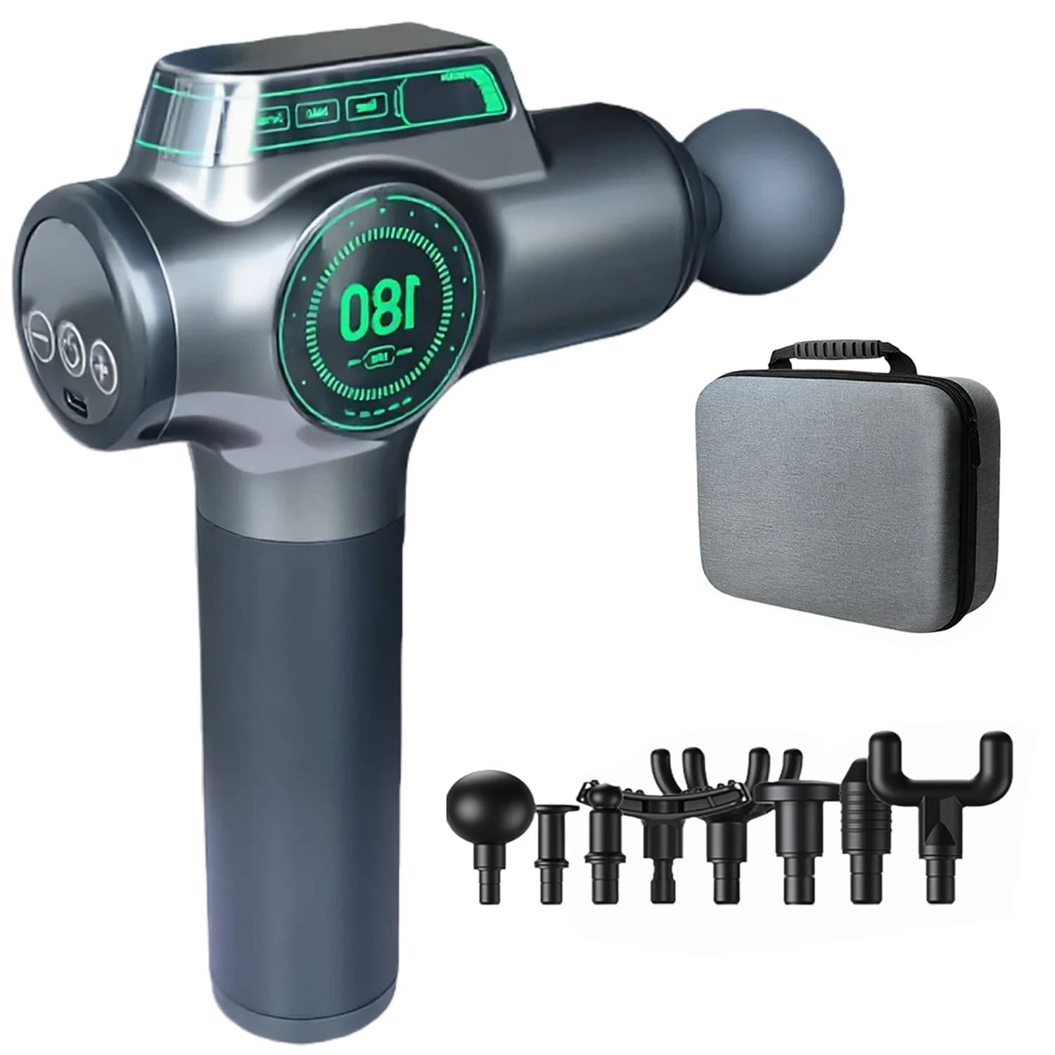 Pistola per Massaggio a Percussione ad Alte Prestazioni con Display LCD e Lunga Durata della Batteria, Terapia Muscolare Profonda per Schiena, Collo e Spalle