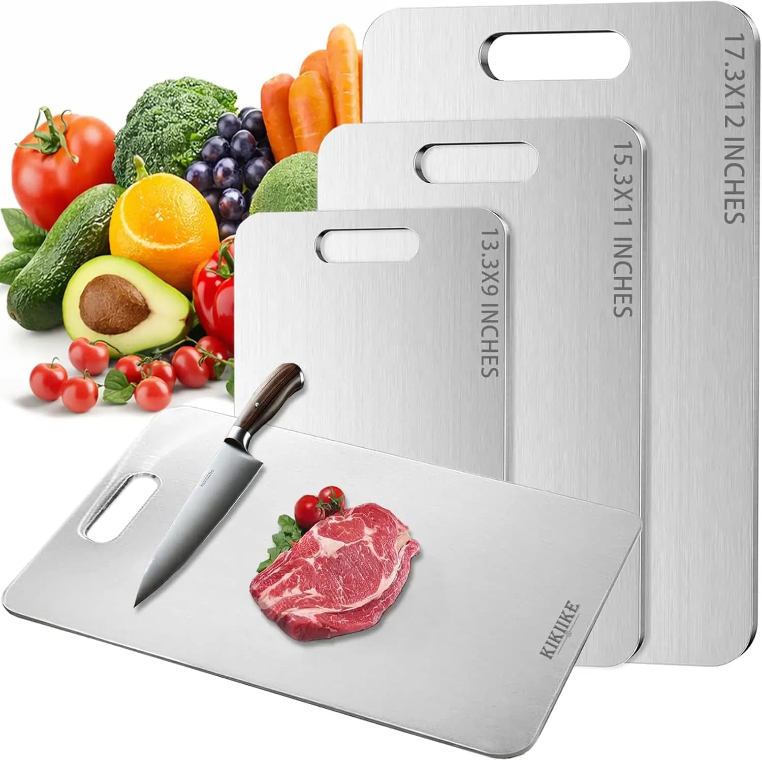 Tagliere in Titanio a Doppia Faccia, Antiaderente per Alimenti, Durevole e Facile da Pulire, 13.3x9 Pollici