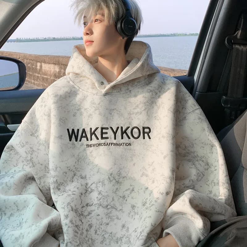 Cleanfit Oversize Hoodie Men's Spring Autumn Trendy Brand High-End Feeling American Retro Dyed Sweatshirt Casual Outerwear