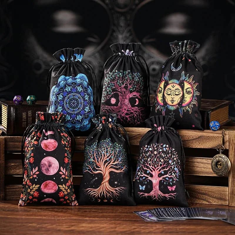 1 pezzo/6 pezzi Borsa porta carte dei Tarocchi e delle oracoli in velluto – Sacchetto per Rune, Dadi, Cristalli, Gioielli e Accessori per la divinazione stregonera
