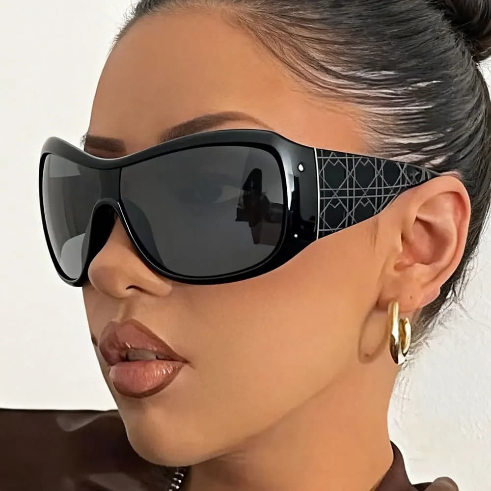 sun glasses ladies retro sexy oversize shield shades uv400 one piece Y2K sunglasses for women new fashion brown black gradient