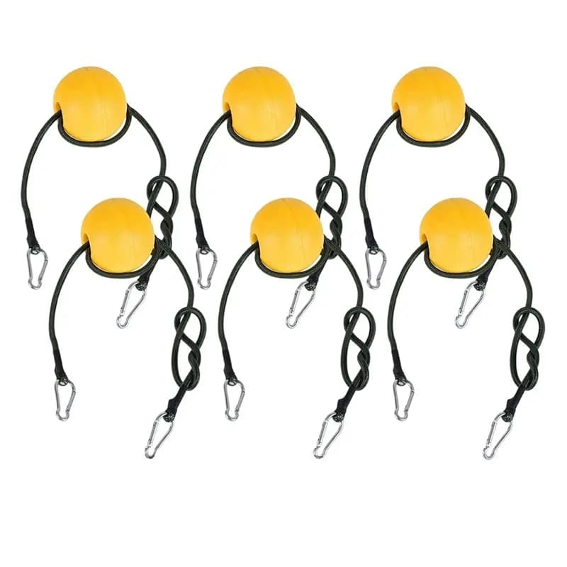 A06F-6 Pack Anchor Buoy Float With Bungee Cord & Clip, Pool Marker Buoy For Swimming Pools, Water Skiing, Fishing, Boats