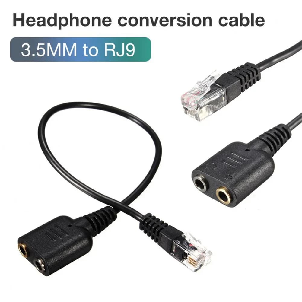 Audio Cable for Headphones with Dual 3.5mm Connector to RJ9/RJ11, Converter Adapter for All PCs and Smart Phones