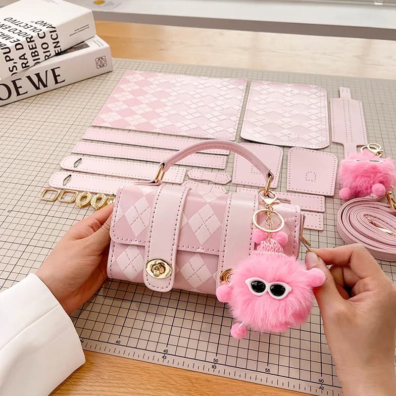 Kit per la creazione di borse a tracolla in pelle PU Materiale per borse a tracolla all'uncinetto per maglieria fai-da-te per borse fatte a mano Accessori per cucire