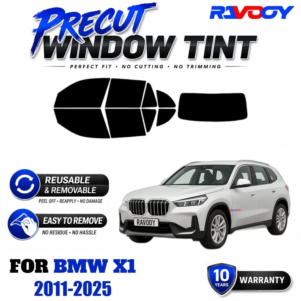 RAVOOY Precut Window Tint, Reusable Removable EPU Film, Custom Fit for Bmw X1 2011-2025, UV Heat Protection