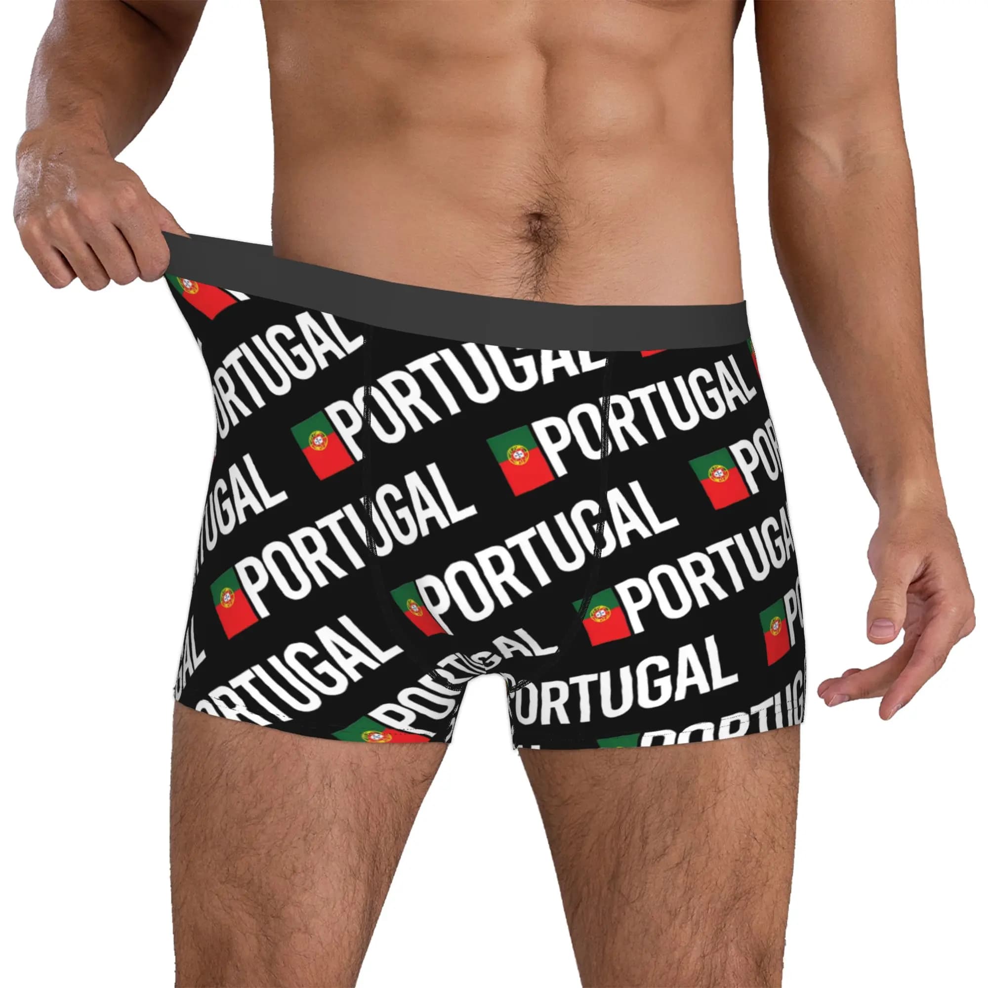 Funny Portugal Flag Boxers Shorts Panties Men's Underpants Stretch Coat of Arms National Emblem Briefs Underwear