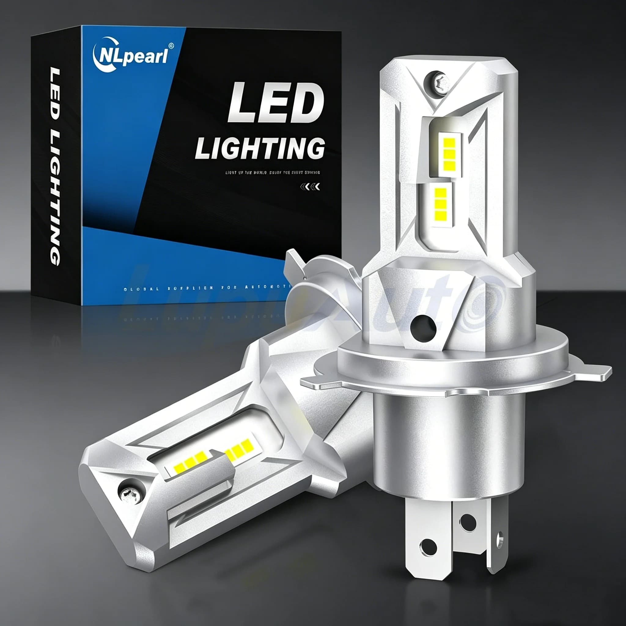 Luci LED Canbus 9003/HB2/H4, Fari Auto Miniaturizzati 1:1 con Ventola, Lampadina Fendinebbia Turbo Wireless Super Luminosa 6500K, Lampada per Automobile