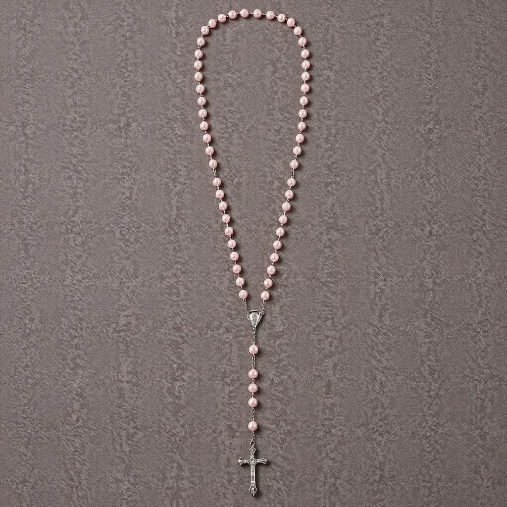 Collana Rosario Cattolica da Donna con Perle, Gioiello da Preghiera Confortevole, Leggero ed Elegante per Feste