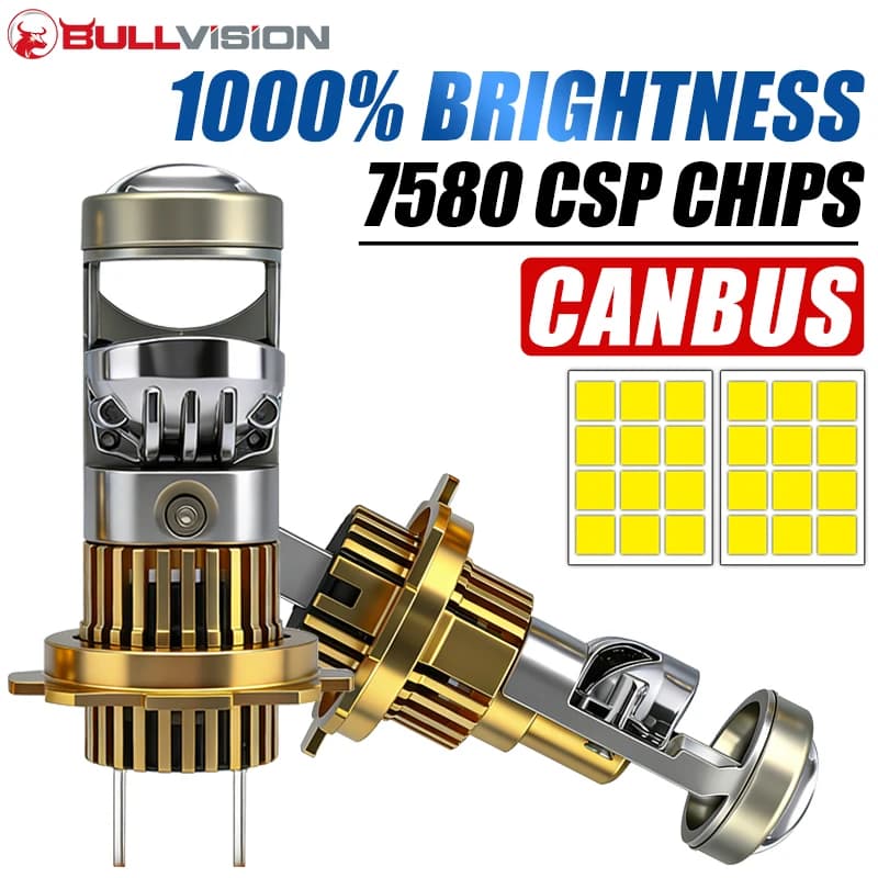 Bullvision H7 LED Projector Lens H4 H8 H9 H11 9005 HB3 9006 HB4 9012 Led Car Headlight Bulb Canbus High Low Beam Mini Lamp 12V
