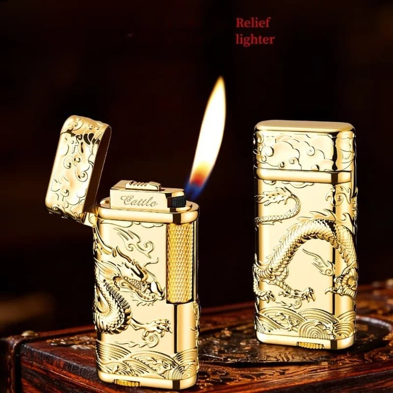 2026 Metal Four Sided Relief Butane Gas Lighter Side Pulley Ignition Creative Oblique Fire High End Pipe Lighters Gifts For Men