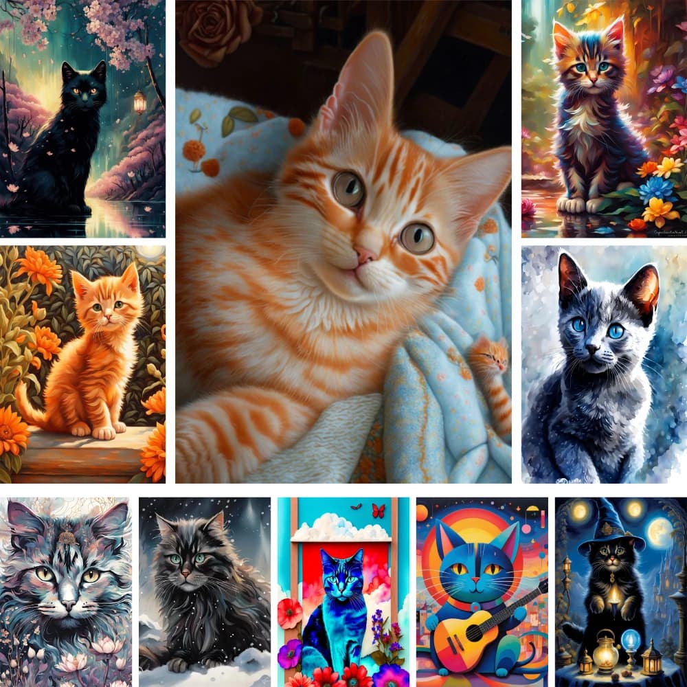 Animal Pet Cat tessuto stampato 11CT modelli a punto croce ricamo fai da te Hobby Craft pittura fatta a mano per adulti vendite stampate